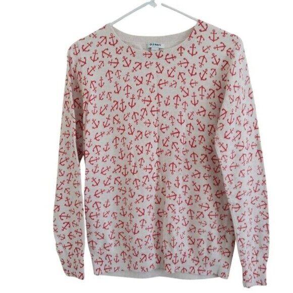 Old Navy Sweater Bundle Size Medium Excellent Condition Anchor Print Cotton Top - Picture 7 of 12